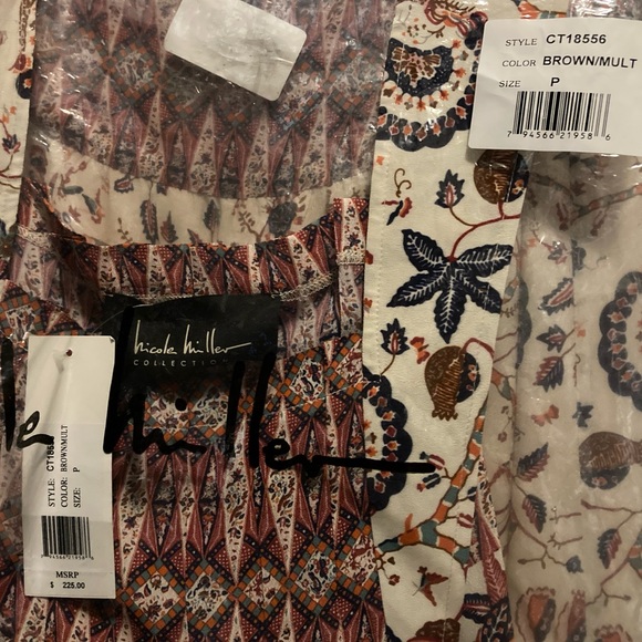 NOT FOR SALE NWT Nicole Miller Jakarta Print Pleated Tank in Brown Multicolor - Picture 7 of 7